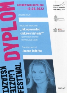Dyplom za udział w warsztacie &bdquo;Jak opowiadać ciekawe historie"