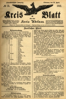 Kreis-Blatt fuer den Kreis Adelnau 1882.04.23 nr33