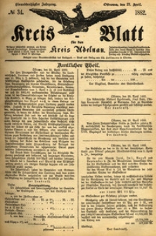 Kreis-Blatt fuer den Kreis Adelnau 1882.04.27 nr34