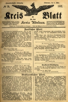Kreis-Blatt fuer den Kreis Adelnau 1882.05.04 nr36