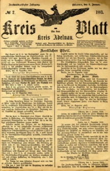 Kreis-Blatt fuer den Kreis Adelnau 1883.01.04 nr2
