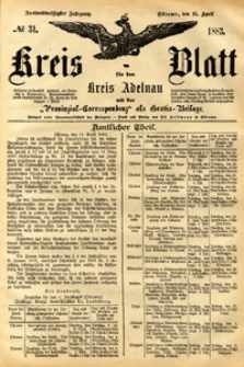 Kreis-Blatt fuer den Kreis Adelnau 1883.04.15 nr31