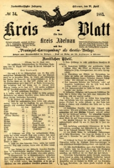 Kreis-Blatt fuer den Kreis Adelnau 1883.04.26 nr34