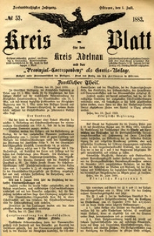 Kreis-Blatt fuer den Kreis Adelnau 1883.07.01 nr53