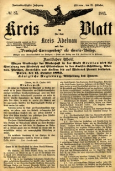 Kreis-Blatt fuer den Kreis Adelnau 1883.10.21 nr85