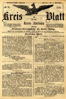 Kreis-Blatt fuer den Kreis Adelnau 1883.11.11 nr91