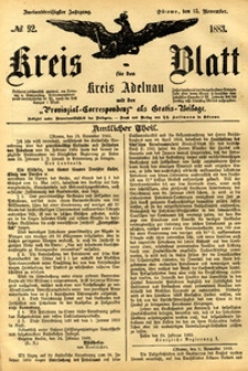 Kreis-Blatt fuer den Kreis Adelnau 1883.11.15 nr92