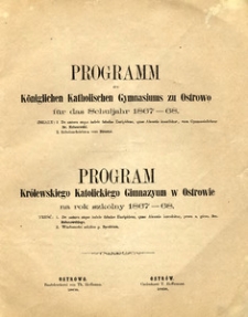 Program Kr&oacute;lewskiego Katolickiego Gimnazyum w Ostrowie na rok szkolny1867-68