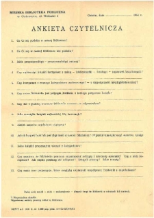 Ankieta czytelnicza, 1961